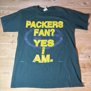Green Bay Packers 1994 Nutmeg Mills Packers Fan? Yes I Am. T Shirt Large